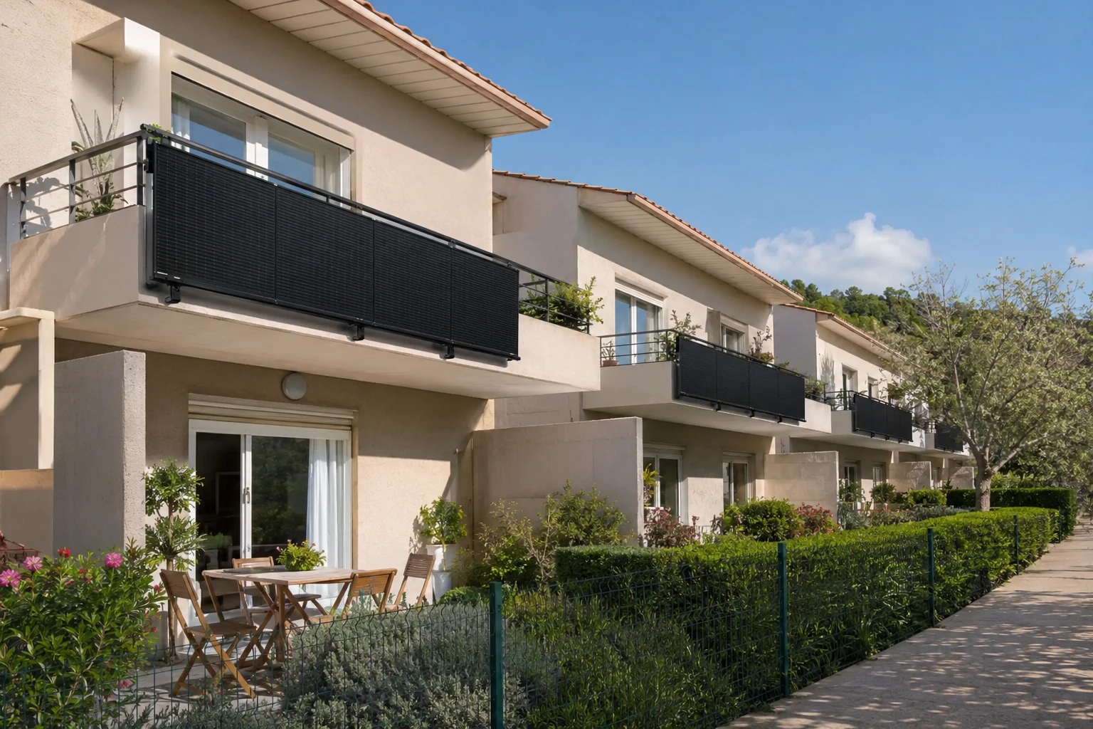 Kits solaires de balcon installés sur des résidences